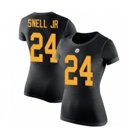 Women's Pittsburgh Steelers #24 Benny Snell Jr. Black Rush Pride Name & Number T-Shirt - Ujersey Shop