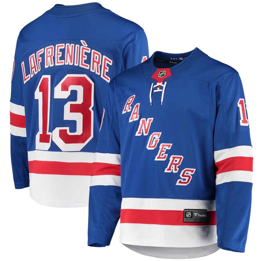 Men's New York Rangers Alexis Lafrenière Fanatics Branded Blue Premier Breakaway Player Jersey - Ujersey Shop