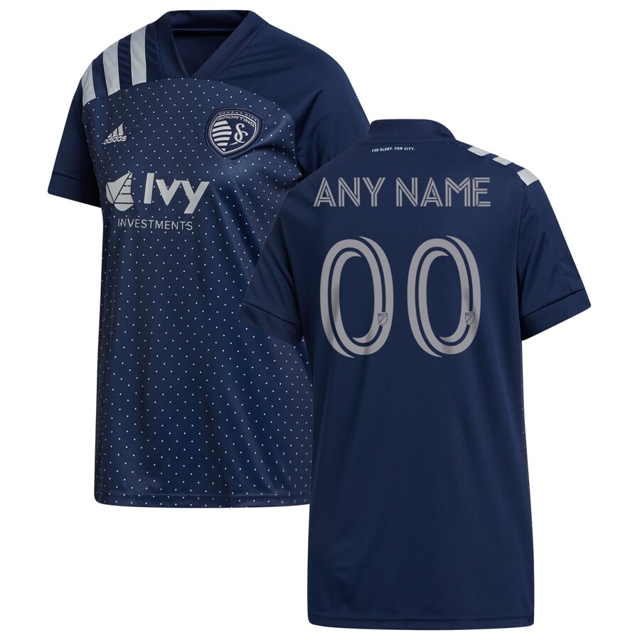 Women's Sporting Kansas City adidas Navy 2020 Swiss Dots Custom Replica Jersey - Ujersey Shop