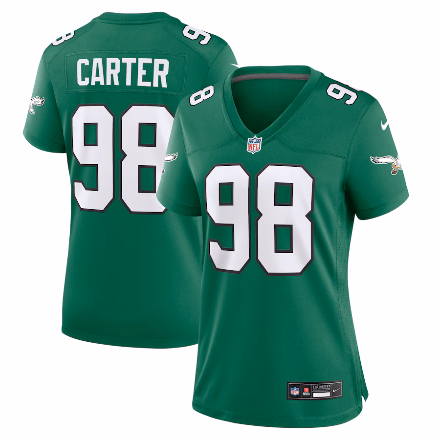 Women's Philadelphia Eagles Jalen Carter Nike Kelly Green Alternate Game Jersey - Ujersey Shop