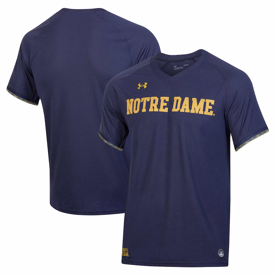 Notre Dame Fighting Irish Under Armour Softball V-Neck Jersey - Navy - Ujersey Shop