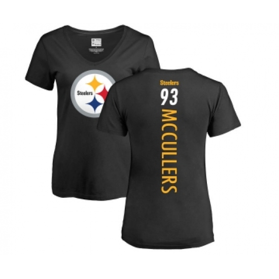 Football Women's Pittsburgh Steelers #93 Dan McCullers Black Backer Slim Fit T-Shirt - Ujersey Shop