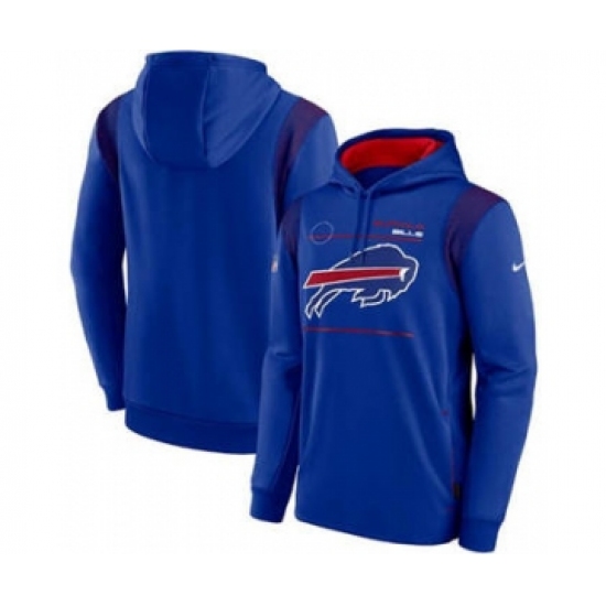Men's Buffalo Bills 2021 Royal Sideline Logo Performance Pullover Hoodie - Ujersey Shop