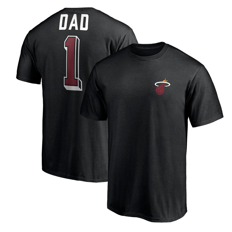 Men's Miami Heat Black Number One Dad T-Shirt - Ujersey Shop