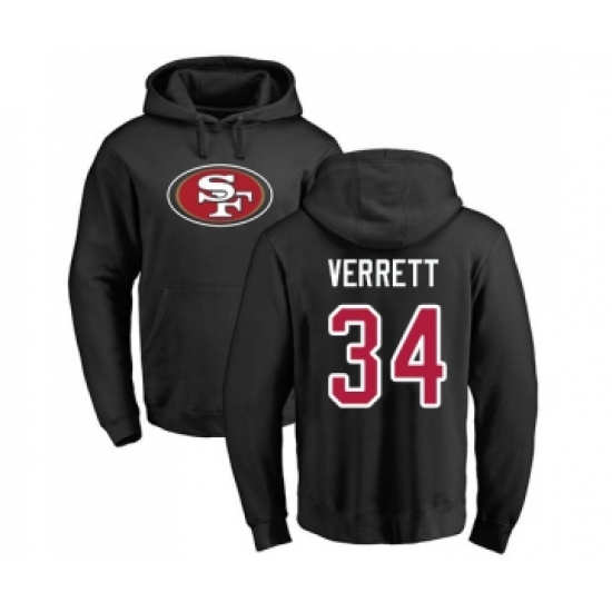 Football San Francisco 49ers #34 Jason Verrett Black Name & Number Logo Pullover Hoodie - Ujersey Shop