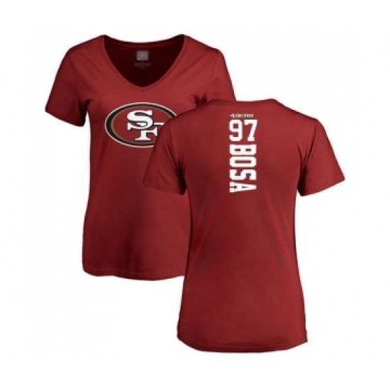 Football Women's San Francisco 49ers #97 Nick Bosa Red Backer T-Shirt - Ujersey Shop