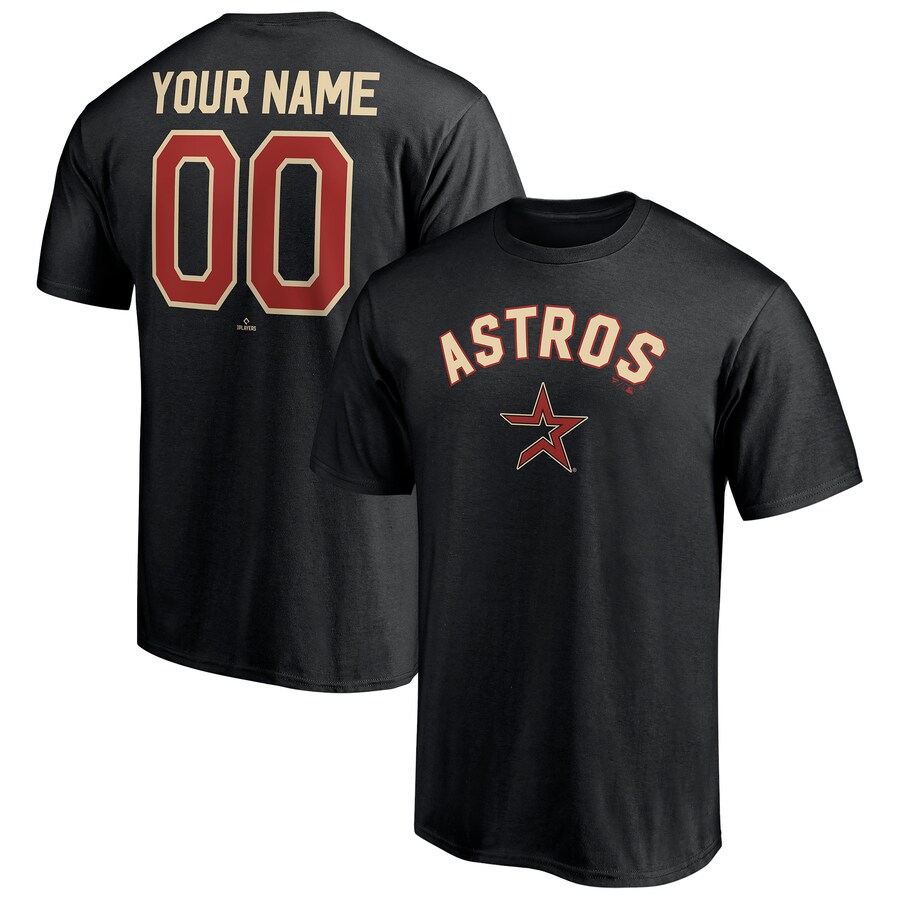 Men's Houston Astros Black Cooperstown Winning Streak Alternate Personalized Name & Number T-Shirt - Ujersey Shop