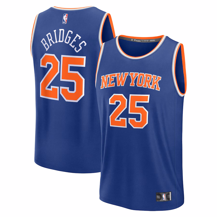 Men's New York Knicks Mikal Bridges Fanatics Blue Fast Break Replica Player Jersey - Icon Edition - Ujersey Shop