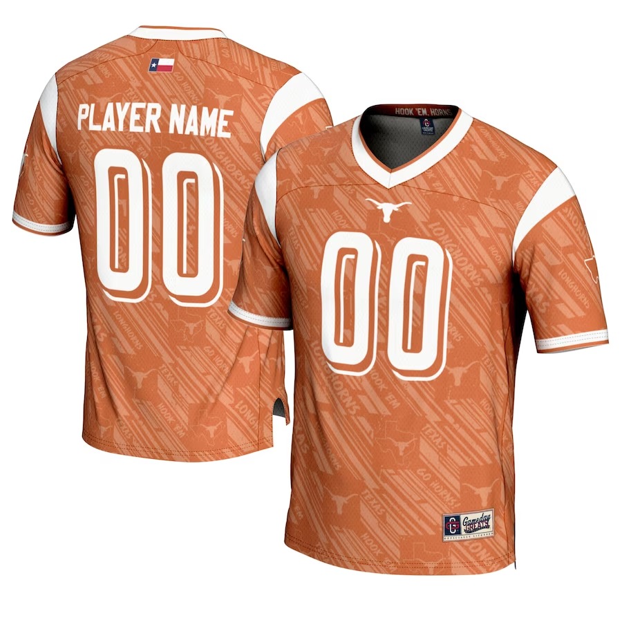Texas Longhorns GameDay Greats Highlight Print NIL Pick-A-Player Football Jersey - Texas Orange - Ujersey Shop