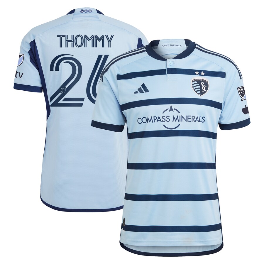 Men's Sporting Kansas City Erik Thommy adidas Light Blue 2024 Hoops 4.0 Authentic Player Jersey - Ujersey Shop