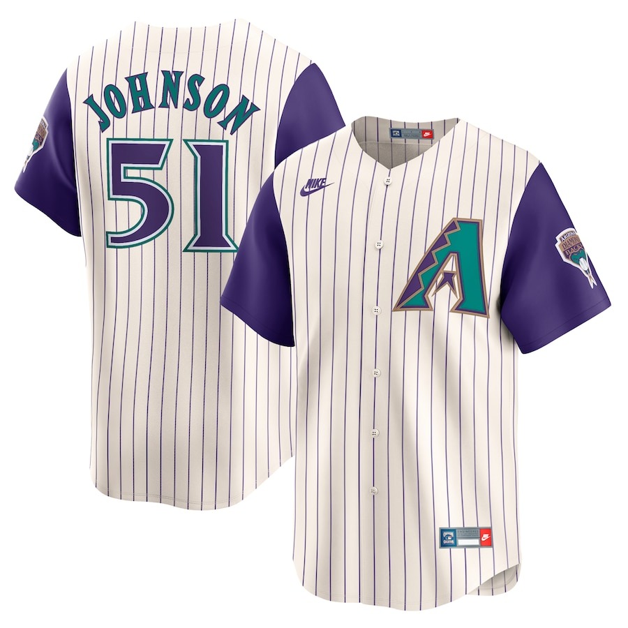 Men's Arizona Diamondbacks Randy Johnson Nike Cream Throwback Cooperstown Collection Limited Jersey - Ujersey Shop