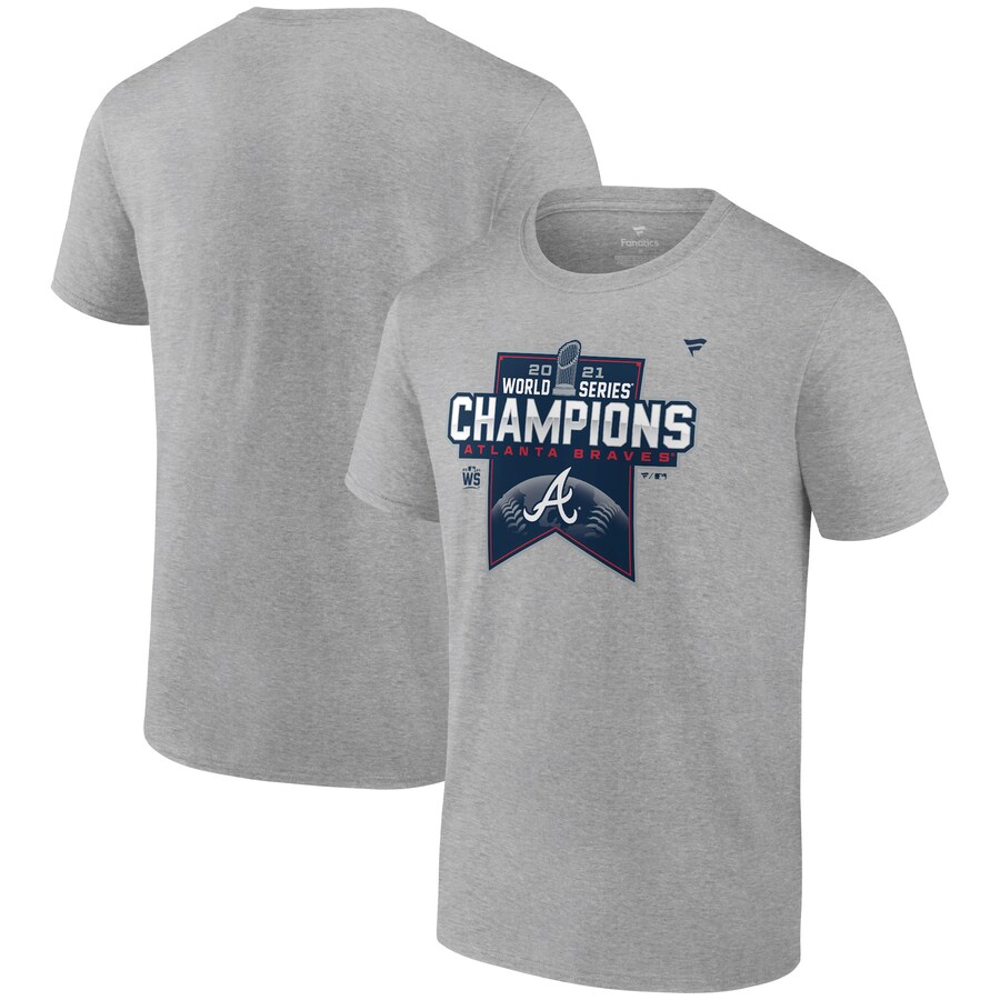 Men's Atlanta Braves Fanatics Heathered Gray 2021 World Series Champions Locker Room T-Shirt - Ujersey Shop