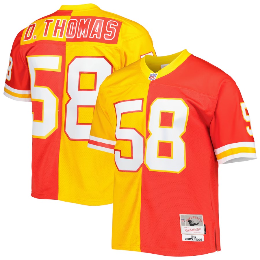 Men's Kansas City Chiefs Derrick Thomas Mitchell & Ness Red/Gold 1994 Split Legacy Replica Jersey - Ujersey Shop