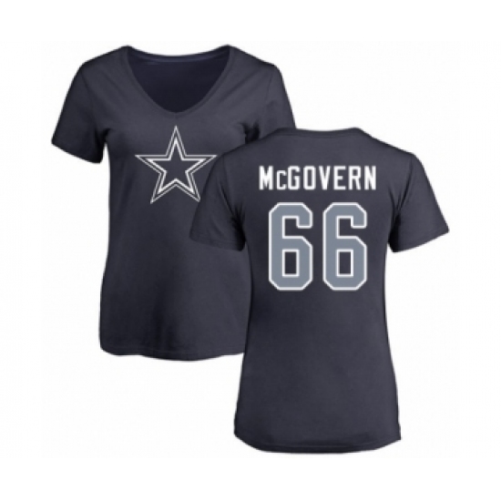 Football Dallas Cowboys #66 Connor McGovern Ash Name & Number Logo T-Shirt - Ujersey Shop