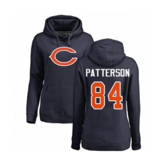 Football Women's Chicago Bears #84 Cordarrelle Patterson Navy Blue Name & Number Logo Pullover Hoodie - Ujersey Shop