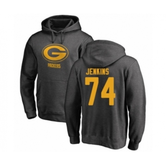 Football Green Bay Packers #74 Elgton Jenkins Ash One Color Pullover Hoodie - Ujersey Shop