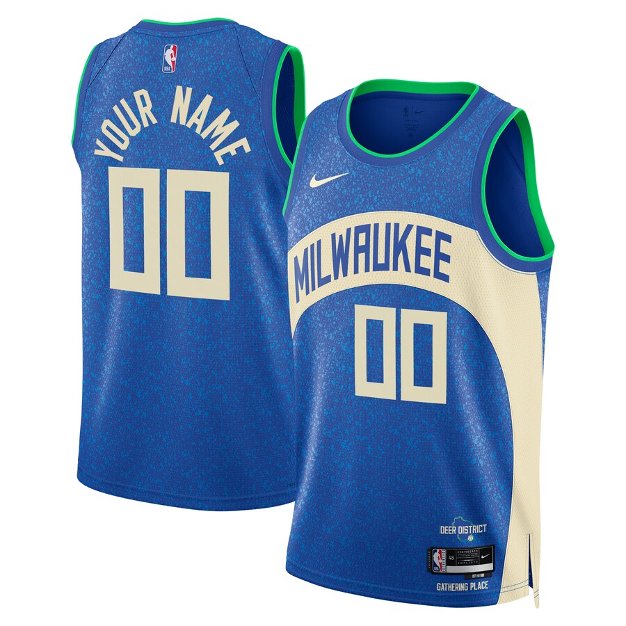 Unisex Milwaukee Bucks  Nike Royal 2023/24 Custom Swingman Jersey - City Edition - Ujersey Shop