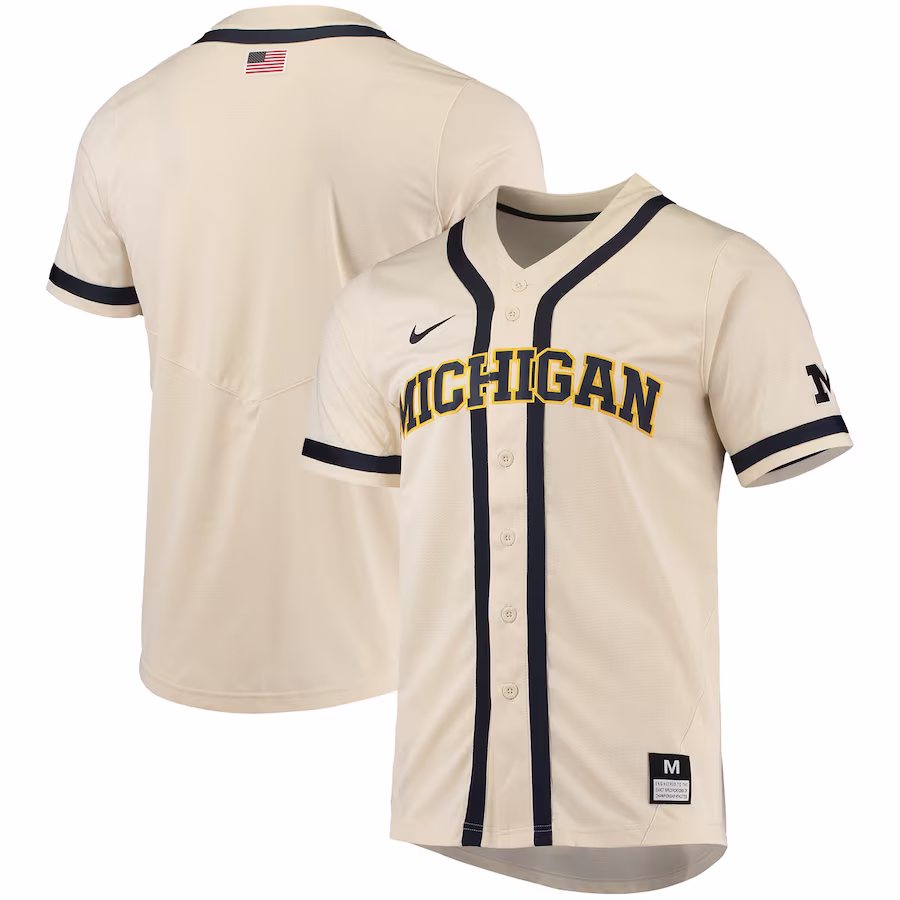 Michigan Wolverines Nike Replica Baseball Jersey - Natural - Ujersey Shop
