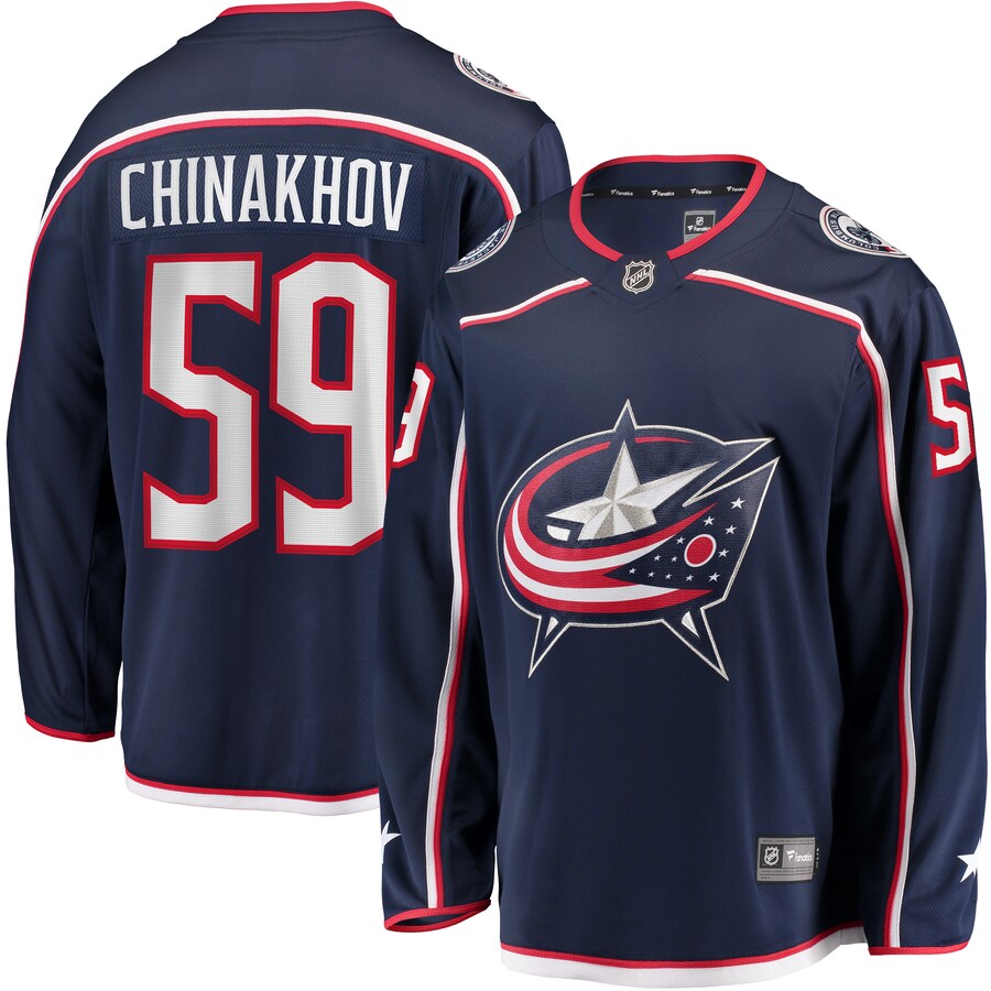 Men's Columbus Blue Jackets Yegor Chinakhov Fanatics Branded Navy Home Breakaway Player Jersey - Ujersey Shop