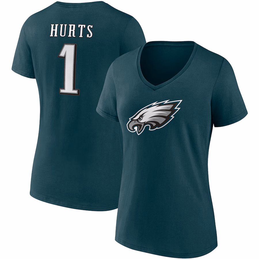 Women's Philadelphia Eagles  Fanatics Kelly Green Super Bowl LIX Champions Retro Logo Long Sleeve V-Neck T-Shirt - Ujersey Shop