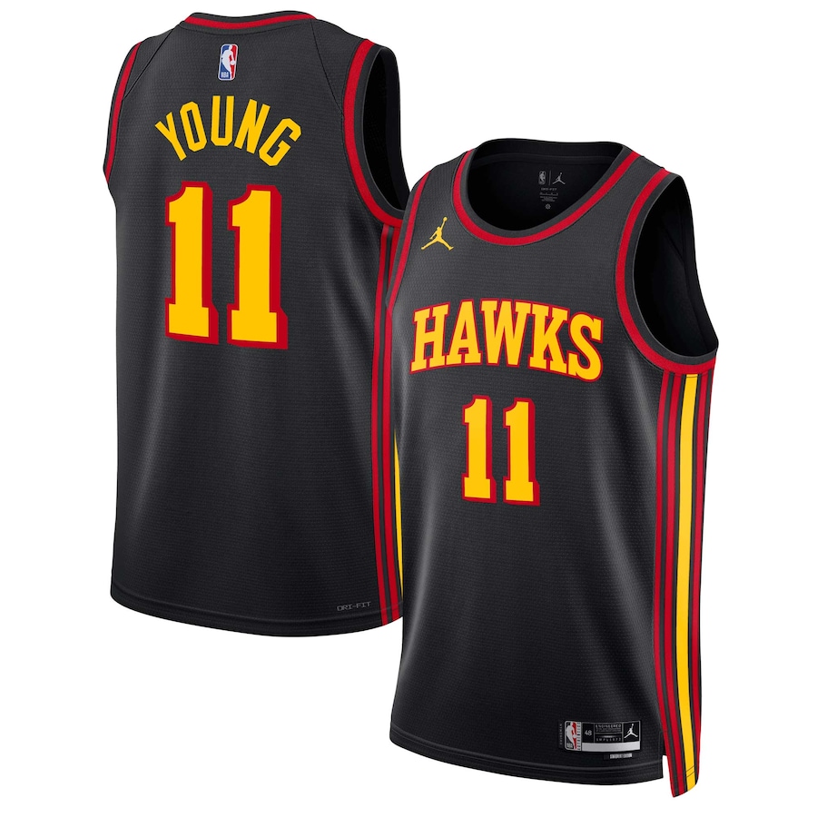 Unisex Atlanta Hawks Trae Young Jordan Brand Black Swingman Jersey - Statement Edition - Ujersey Shop