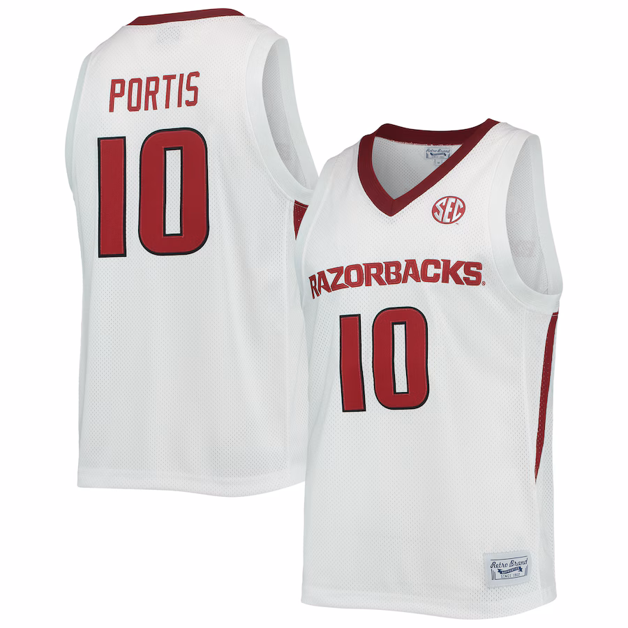 Bobby Portis Arkansas Razorbacks Original Retro Brand Alumni Commemorative Replica Basketball Jersey - White - Ujersey Shop