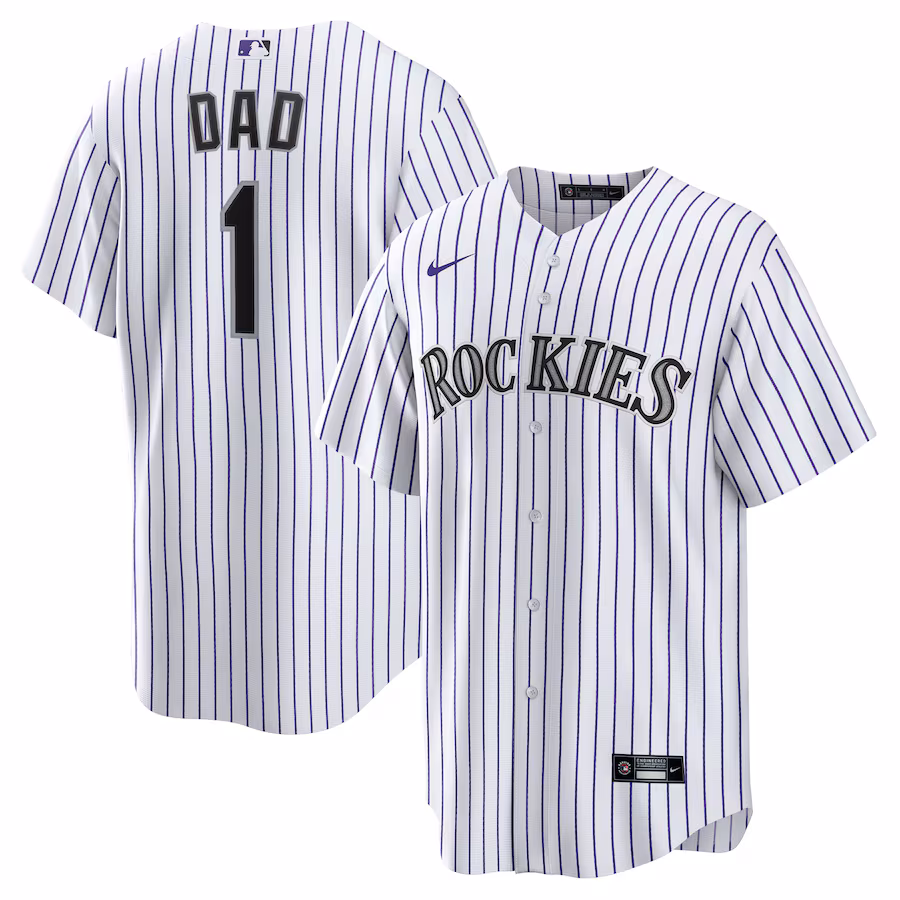 Men's Colorado Rockies Nike White #1 Dad Home Replica Jersey - Ujersey Shop