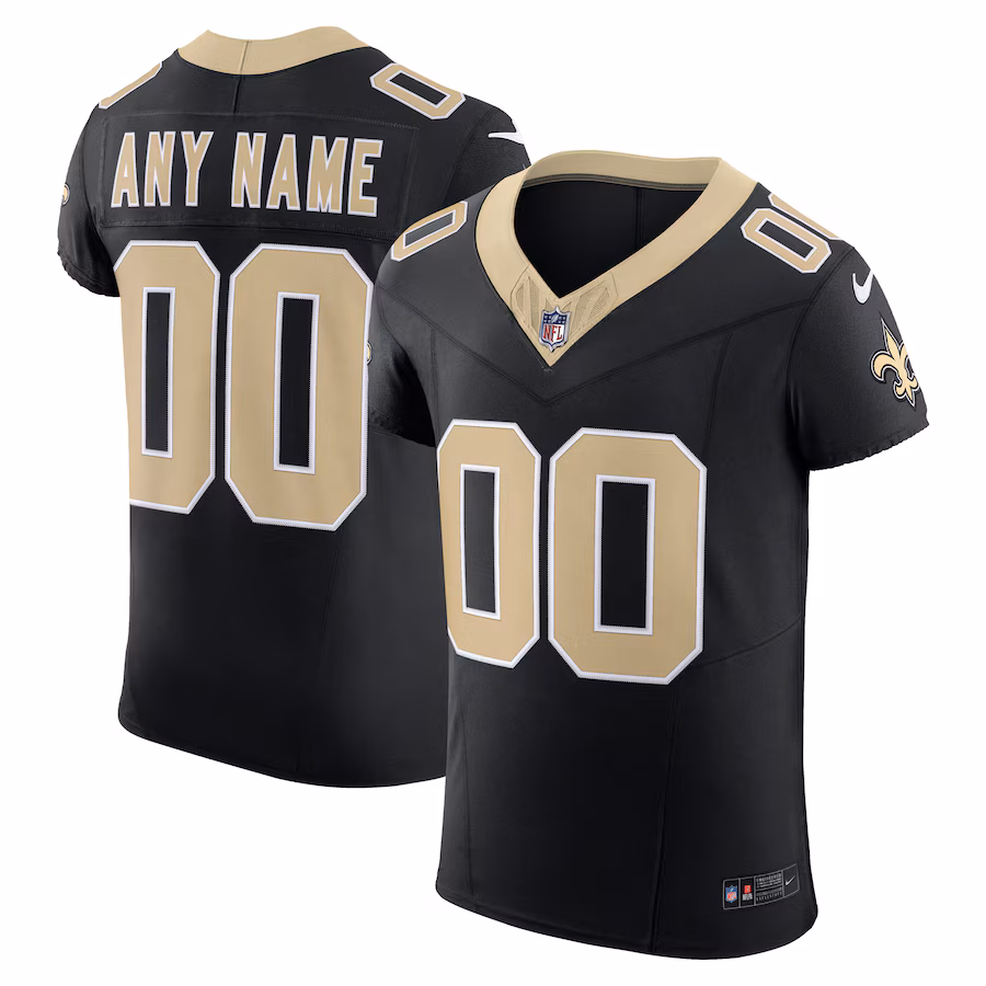 Men's New Orleans Saints Nike Black Vapor F.U.S.E. Elite Custom Jersey - Ujersey Shop