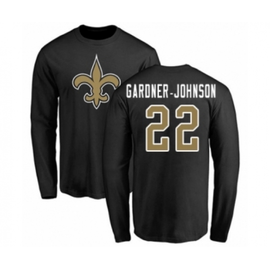 Football New Orleans Saints #22 Chauncey Gardner-Johnson Black Name & Number Logo Long Sleeve T-Shirt - Ujersey Shop