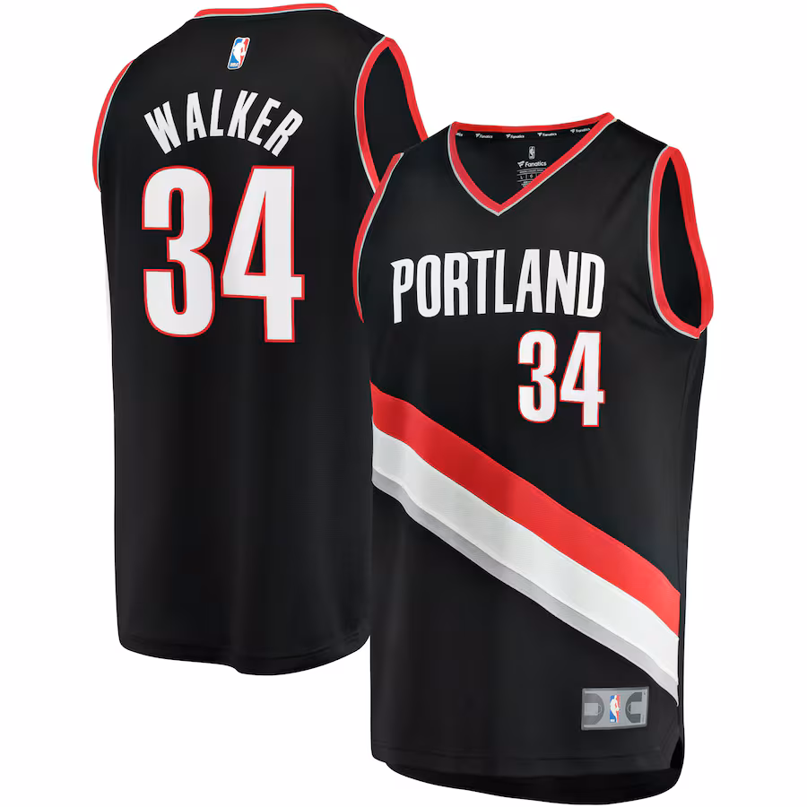 Men's Portland Trail Blazers Jabari Walker Fanatics Black Fast Break Replica Jersey - Icon Edition - Ujersey Shop