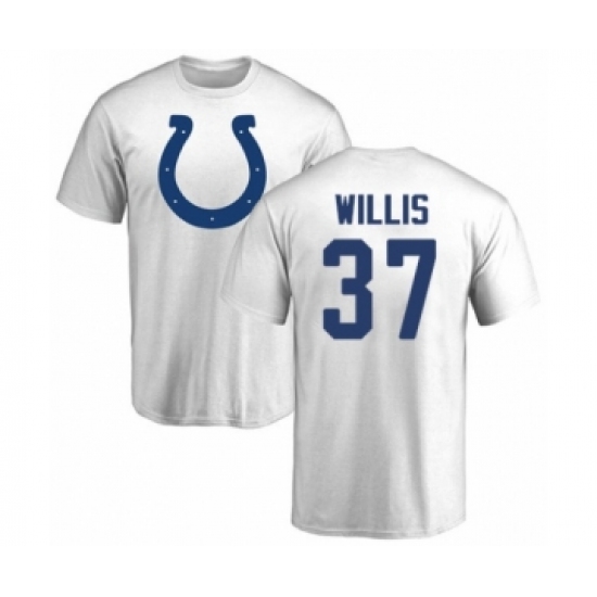 Football Indianapolis Colts #37 Khari Willis White Name & Number Logo T-Shirt - Ujersey Shop
