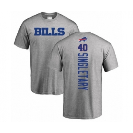 Football Buffalo Bills #40 Devin Singletary Ash Backer T-Shirt - Ujersey Shop
