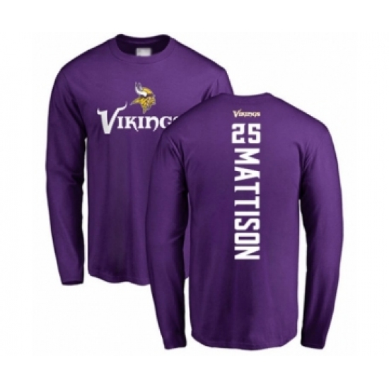Football Minnesota Vikings #25 Alexander Mattison Purple Backer Long Sleeve T-Shirt - Ujersey Shop