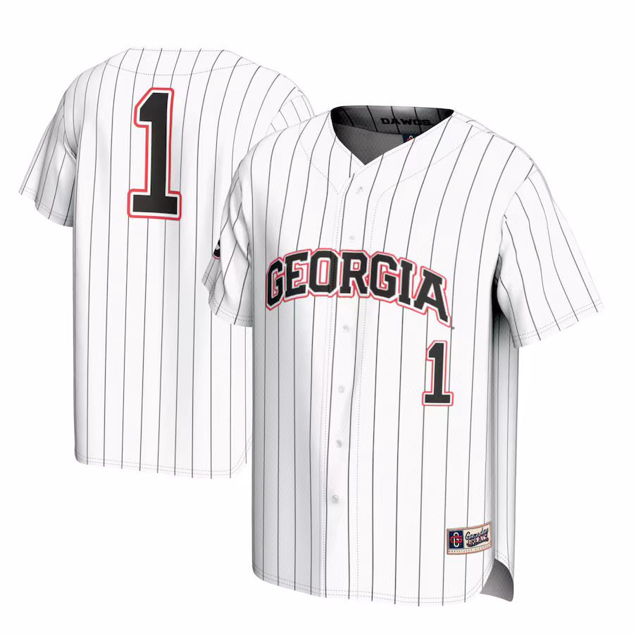 Men's GameDay Greats #1 White Georgia Bulldogs Lightweight Baseball Jersey - Ujersey Shop