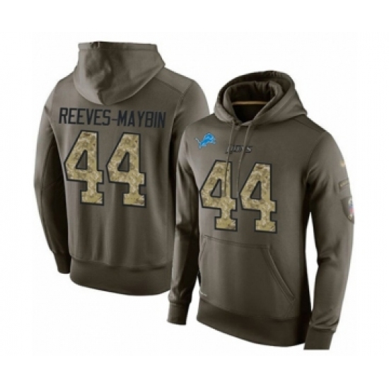 Football Men's Detroit Lions #44 Jalen Reeves-Maybin Green Salute To Service Pullover Hoodie - Ujersey Shop