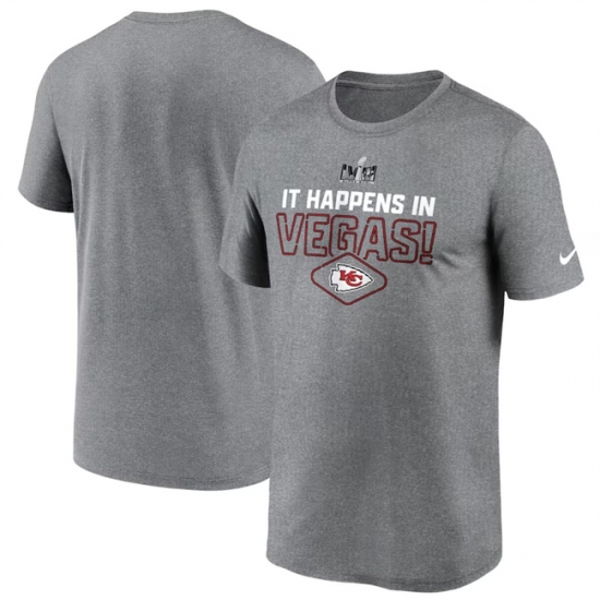 Men's Kansas City Chiefs Heather Gray Super Bowl LVIII Logo Lockup T-Shirt - Ujersey Shop