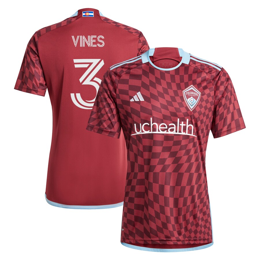 Men's Colorado Rapids Sam Vines adidas Burgundy 2024 One Flag Kit Replica Player Jersey - Ujersey Shop