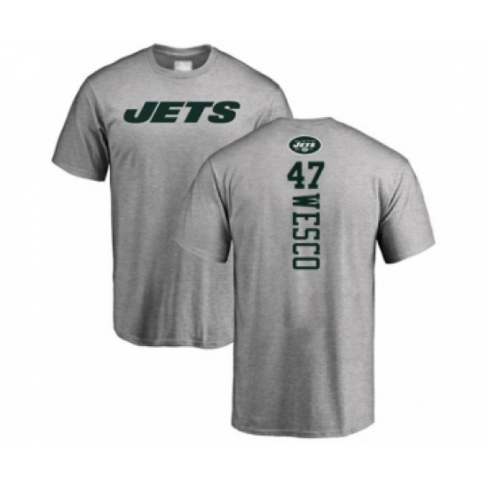 Football New York Jets #47 Trevon Wesco Ash Backer T-Shirt - Ujersey Shop