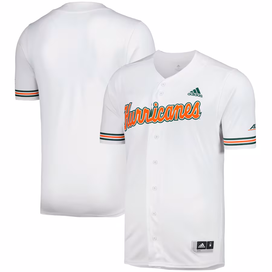 Men's adidas White Miami Hurricanes Replica Baseball Jersey - Ujersey Shop
