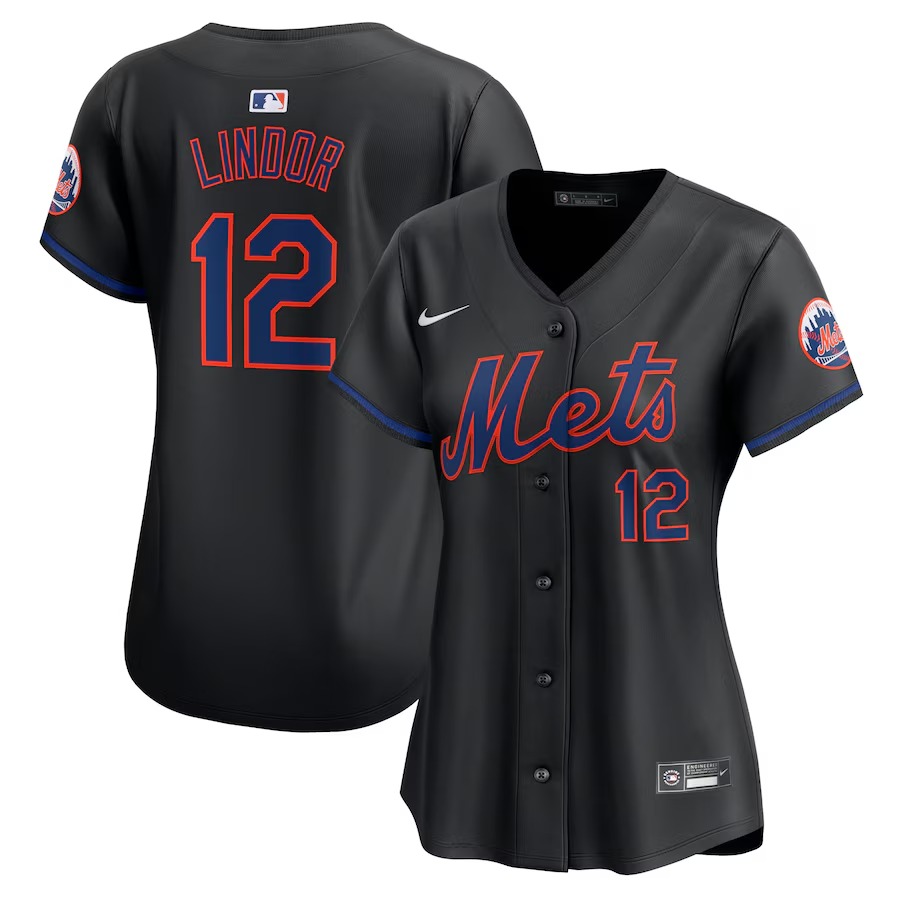Women's New York Mets Francisco Lindor Nike Black Alternate Limited Player Jersey - Ujersey Shop
