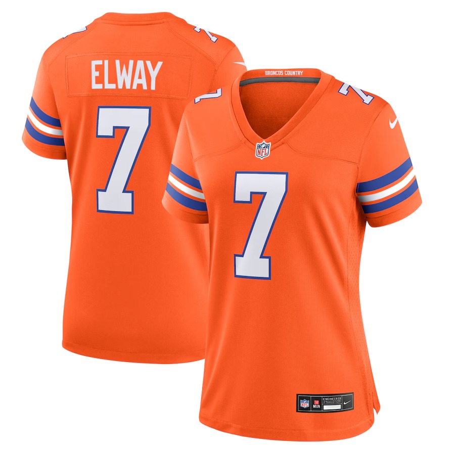 Women's Denver Broncos John Elway Nike Orange Mile High Collection 1977 Throwback Player Game Jersey - Ujersey Shop