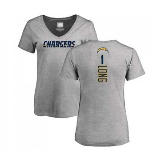 Football Women's Los Angeles Chargers #1 Ty Long Ash Backer T-Shirt - Ujersey Shop