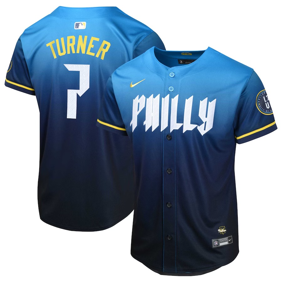 Youth Philadelphia Phillies Trea Turner Nike Blue 2024 City Connect Limited Player Jersey - Ujersey Shop
