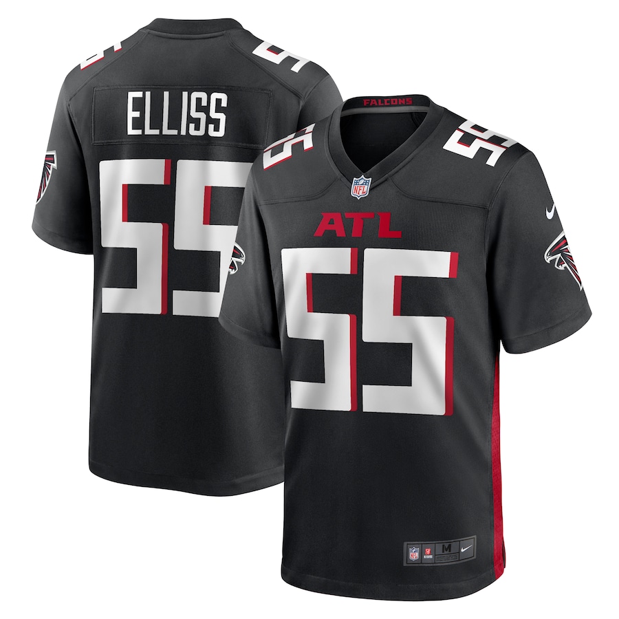 Men's Atlanta Falcons Kaden Elliss Nike Black Game Player Jersey - Ujersey Shop