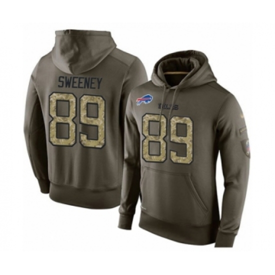 Football Men's Buffalo Bills #89 Tommy Sweeney Green Salute To Service Pullover Hoodie - Ujersey Shop