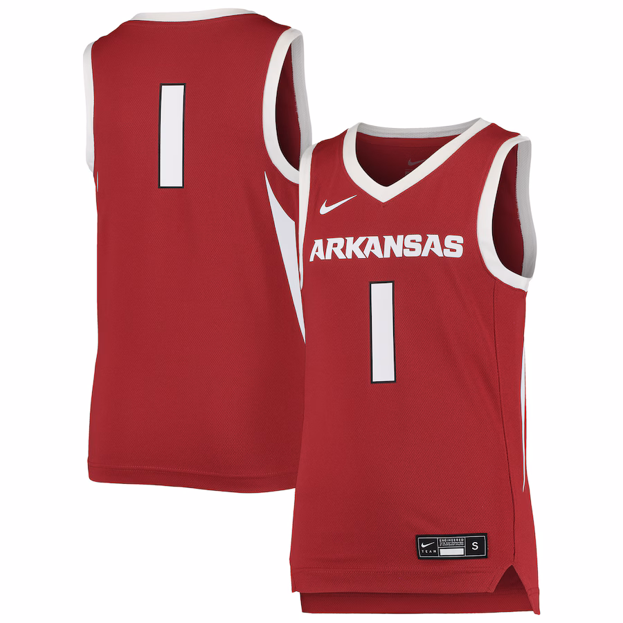 #1 Arkansas Razorbacks Nike Youth Team Replica Basketball Jersey - Cardinal - Ujersey Shop