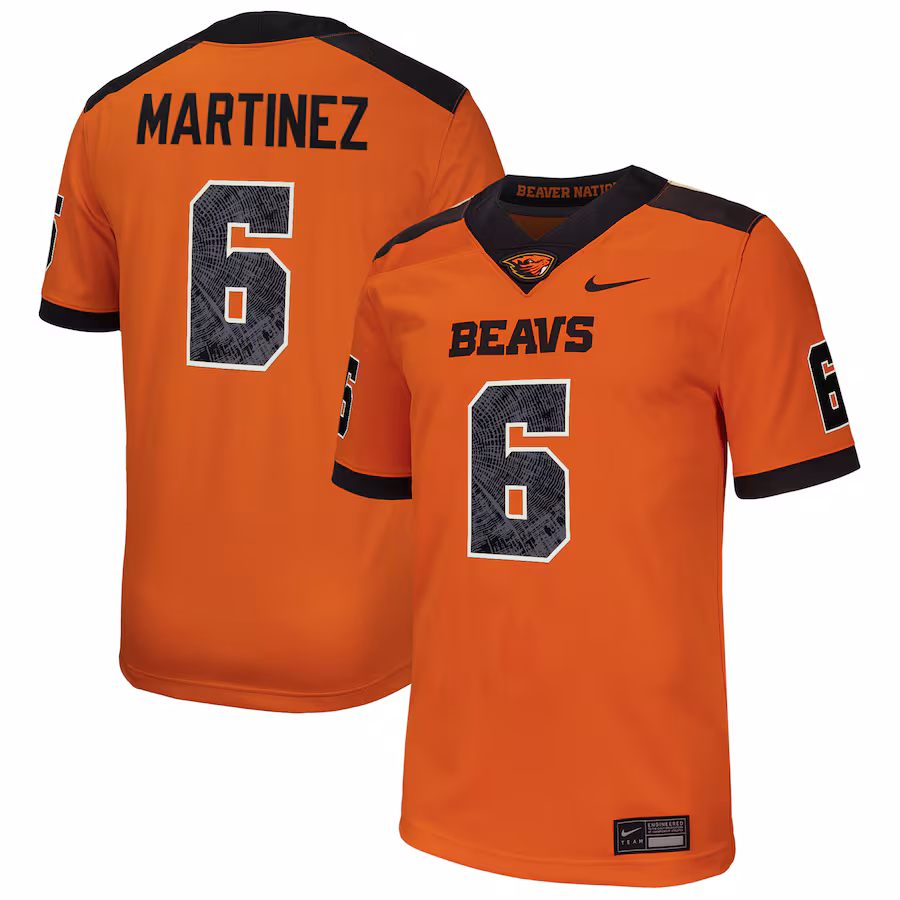 Damien Martinez Oregon State Beavers Nike NIL Football Player Jersey - Orange - Ujersey Shop