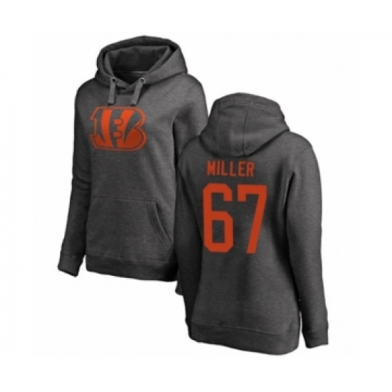 Football Women's Cincinnati Bengals #67 John Miller Ash One Color Pullover Hoodie - Ujersey Shop