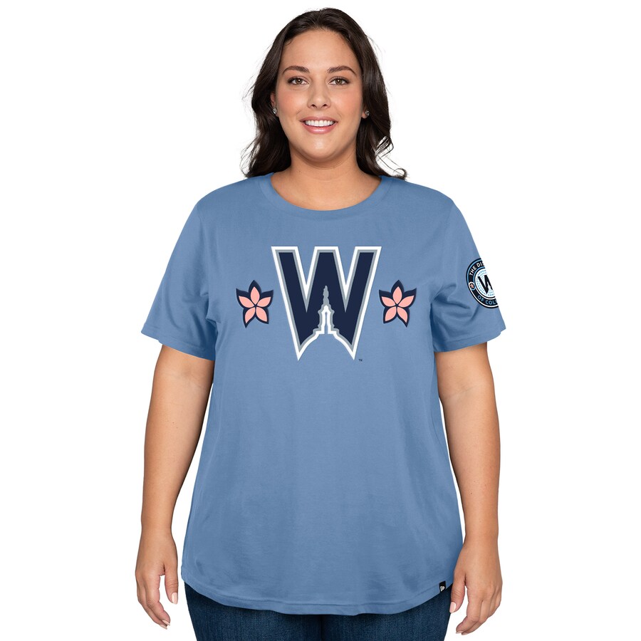 Women's Washington Nationals New Era Powder Blue 2025 City Connect Plus Size T-Shirt - Ujersey Shop
