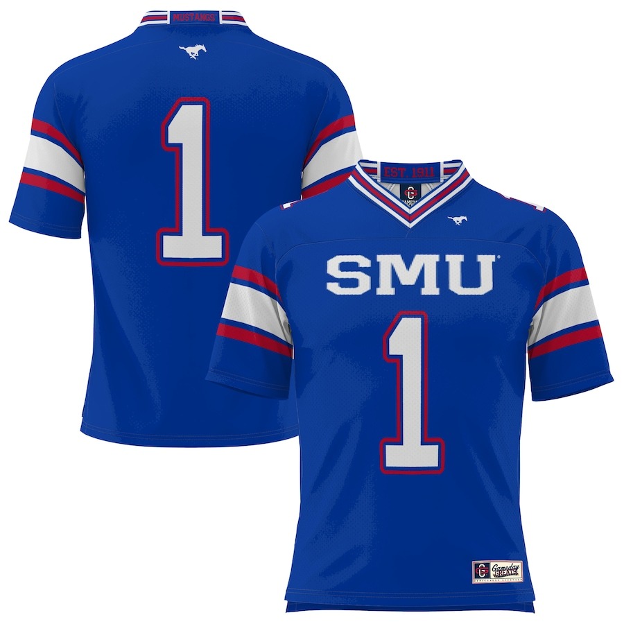 #1 SMU Mustangs GameDay Greats Endzone Football Jersey - Royal - Ujersey Shop